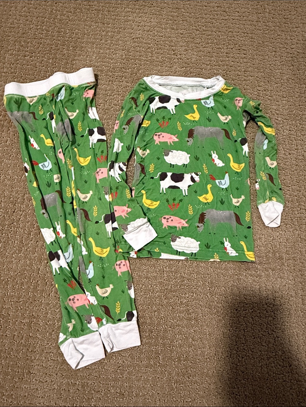 Little Sleepies Green Farm Animal Pajama Set